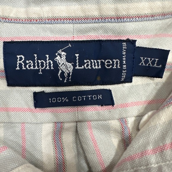 Ralph Lauren Striped Button Down Shirt Womens XXL Pink Blue Cotton Casual - Picture 5 of 5